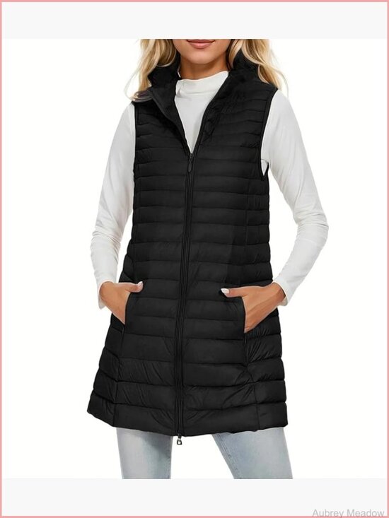 Jackets & Blazers - Mid Long Down Vest Lightweight Puffer Vest Coat Jacket Windbreaker